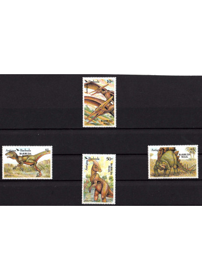ANTIGUA E BARBUDA 1992 francobolli sui dinosauri serie completa nuova Yvert e Tellier 1465/8
